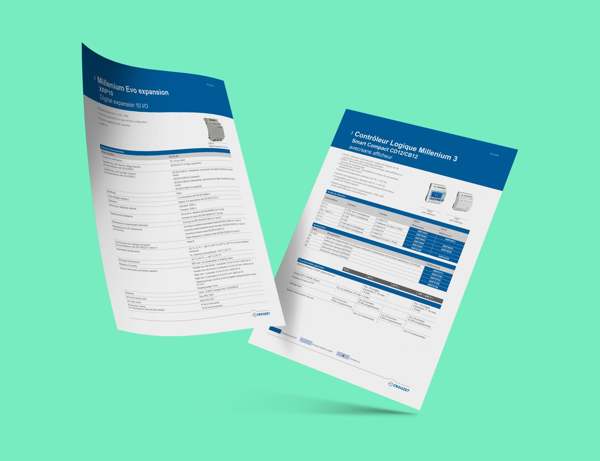 Crouzet fiches techniques automatisées indesign easycatalog